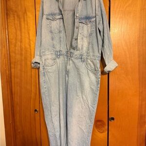 Zara Light Blue Women's Denim Overalls